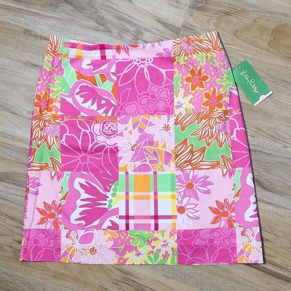 🔹️NWT Lilly Pulitzer Pink Simple Patchwork Skirt Size 2 - Picture 1 of 12
